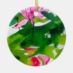 Wasserlilie abstrakte Aquarell Blume Keramik Ornament