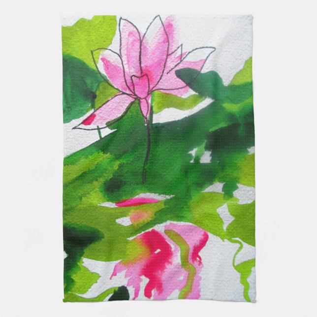 Wasserlilie abstrakte Aquarell Blume Küchentuch (Vertikal)