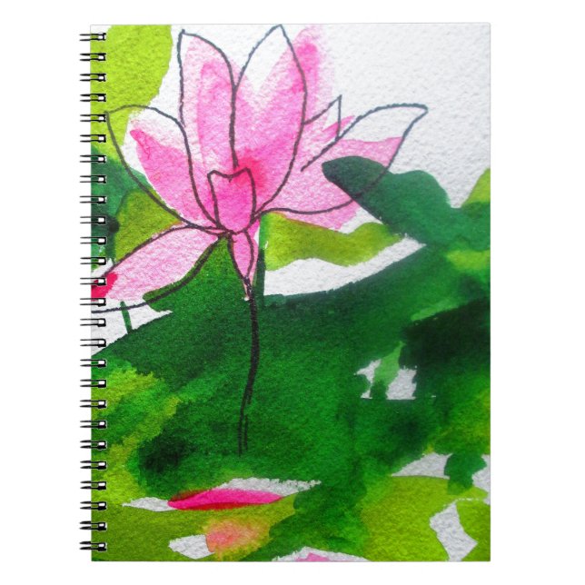 Wasserlilie abstrakte Aquarell Blume Notizblock (Vorderseite)