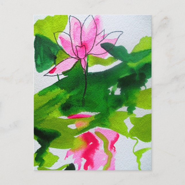Wasserlilie abstrakte Aquarell Blume Postkarte (Vorderseite)