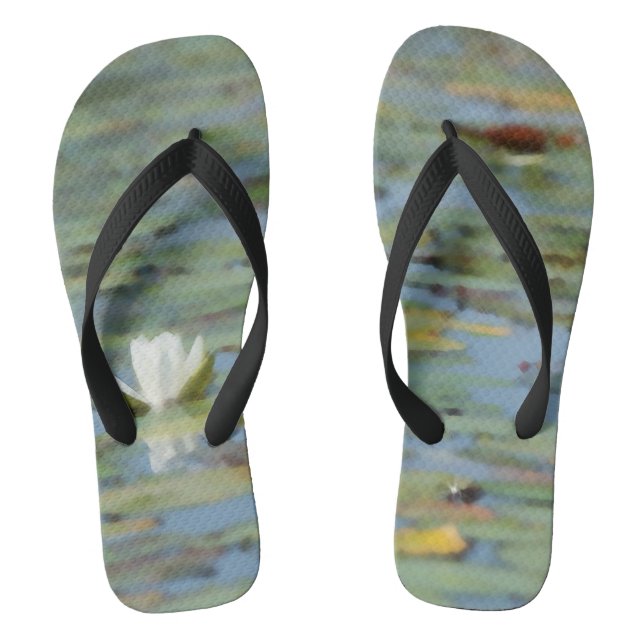 Wasserlilie Blume Wasserfarben Flip Flops (Fußbett)