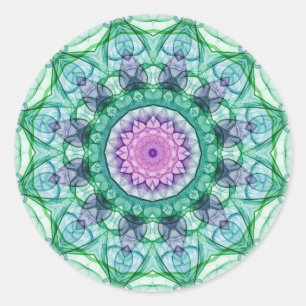 Wasserlilie Kaleidoskop Runder Aufkleber
