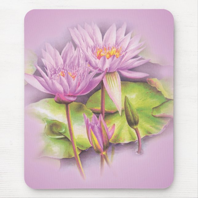 Wasserlilie lila Blumenmaus Mousepad (Vorne)