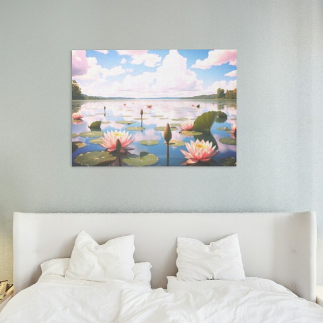 Wasserlilie mit rosa Wolken, die auf dem See refle Poster (Von Creator hochgeladen)