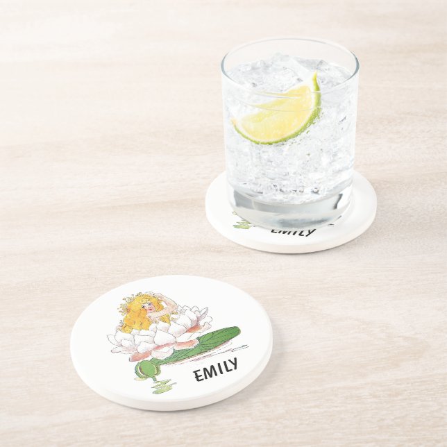 Wasserlilie Niedliche Blume Kind Blumenmaus Mädche Getränkeuntersetzer (Seite)