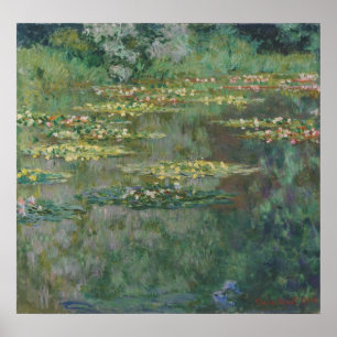 Wasserlilie Pond von Claude Monet, Vintage Kunst Poster