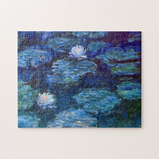 Wasserlilie Teich in Blauen Claude Monet Kunstvoll Puzzle (Horizontal)