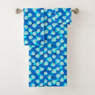 Wasserlilie, Türkis, Blau und Weiß Badhandtuch Set