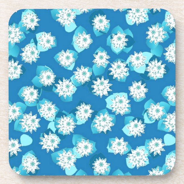 Wasserlilie, türkis, blau und weiß getränkeuntersetzer (Vorderseite)