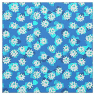 Wasserlilie, türkis, blau und weiß stoff
