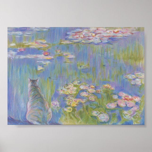 Wasserlilie und Katze Oscar-Claude Monet Poster (Vorne)
