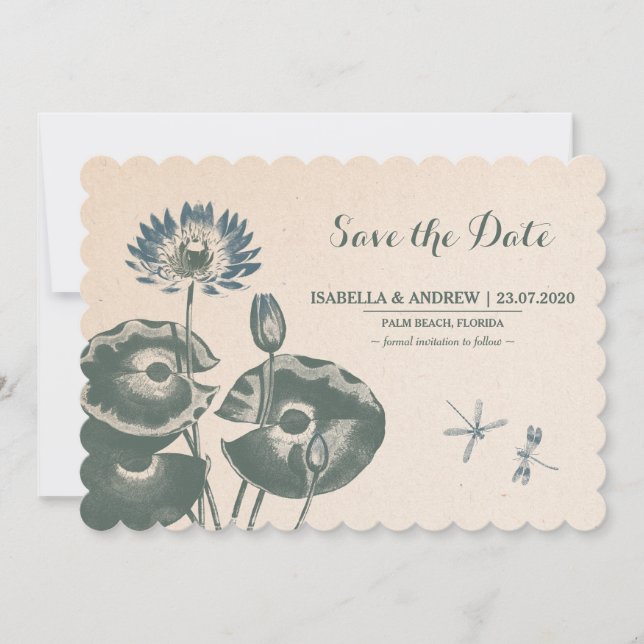 Wasserlilie und Libelle Save the Date (Vorderseite)