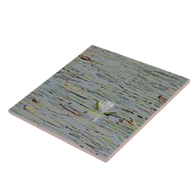 Wasserlilie Wildblume Keramik Fliese (Seite)