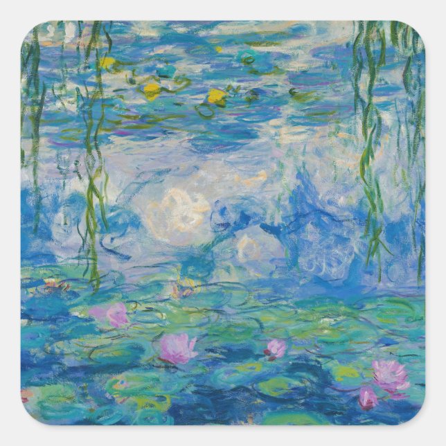 Wasserlilien, 1916-1919 von Claude Monet Quadratischer Aufkleber (Vorderseite)