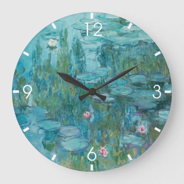 Wasserlilien (Claude Monet, 1915) Große Wanduhr (Vorderseite)