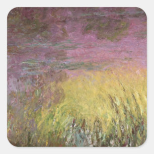 Wasserlilien Claudes Monet   am Sonnenuntergang Quadratischer Aufkleber