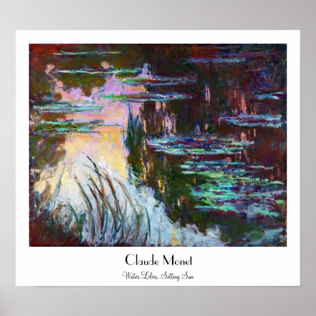 Wasserlilien, das Sun Claude Monet Poster (Vorne)