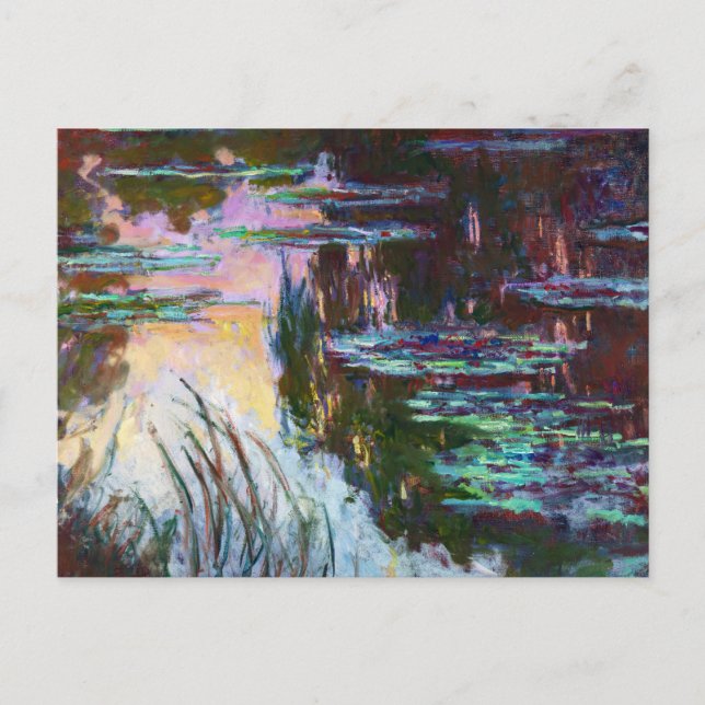 Wasserlilien, das Sun Claude Monet Postkarte (Vorderseite)