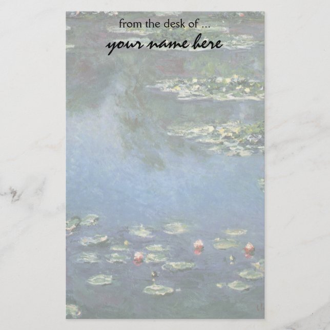 Wasserlilien durch Claude Monet, Vintage Blumen Briefpapier (Vorderseite)