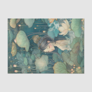 Wasserlilien im asiatischen Stil Seidenpapier