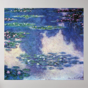 Wasserlilien in Pond von Claude Monet, Vintage Kun Poster