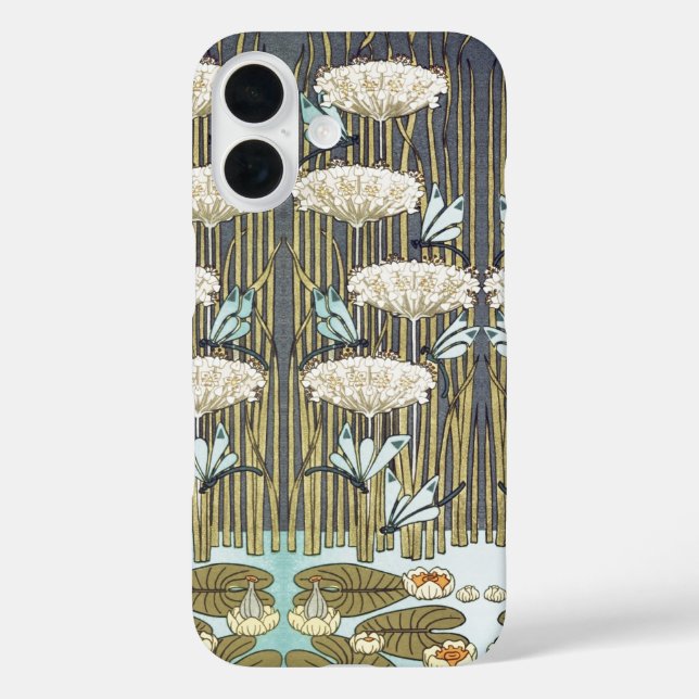 Wasserlilien, Libellen, Marsh Art Nouveau Case-Mate iPhone Hülle (Rückseite)