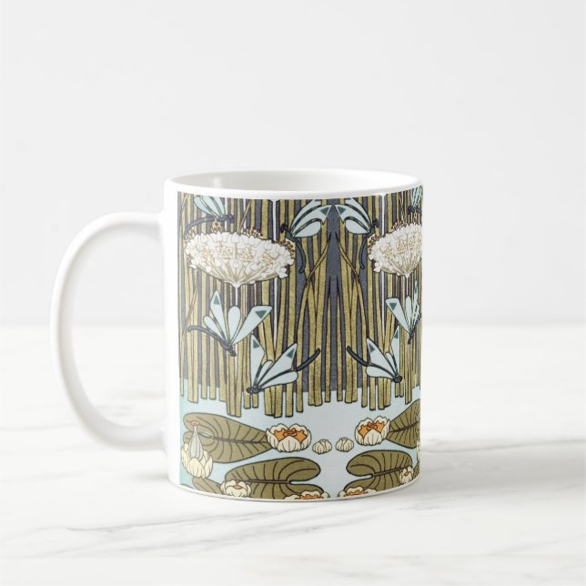 Wasserlilien, Libellen, Marsh Art Nouveau Kaffeetasse (Links)