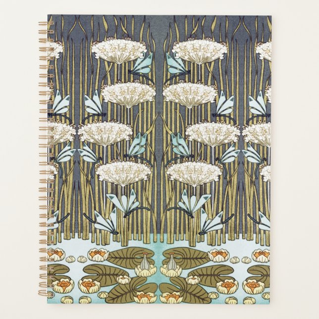 Wasserlilien, Libellen, Marsh Art Nouveau Planer (Vorderseite)