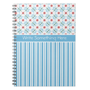 Wasserlilien, Libellen, Streifen-SpiralNotebook Notizblock