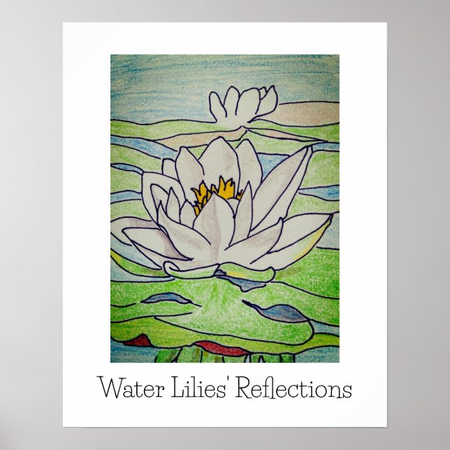 Wasserlilien Spiegelungen  Poster (Vorne)