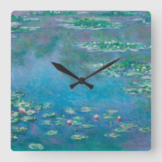 Wasserlilien von Claude Monet Kunstmalerei Quadratische Wanduhr