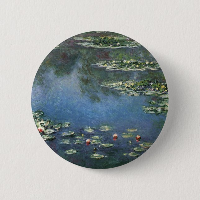 Wasserlilien von Claude Monet, Vintage Blume Button (Vorderseite)