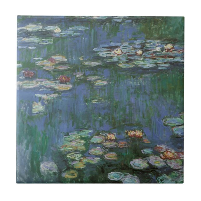 Wasserlilien von Claude Monet, Vintage Blume Fliese (Vorderseite)