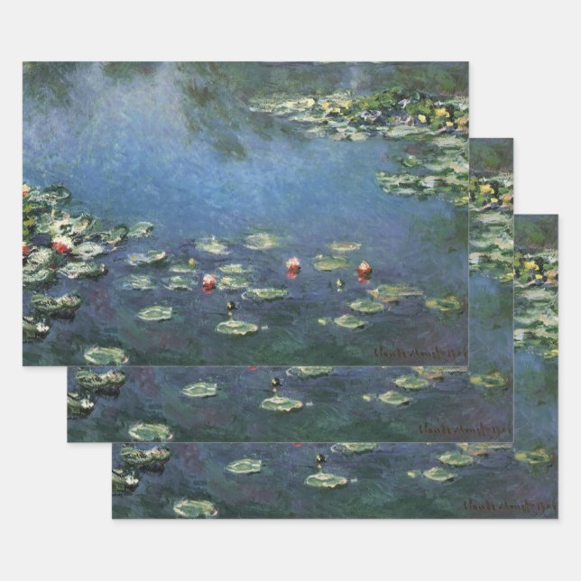 Wasserlilien von Claude Monet, Vintage Blume Geschenkpapier Set (Set)