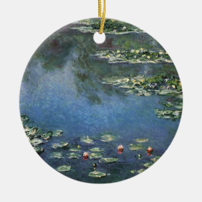 Wasserlilien von Claude Monet, Vintage Blume Keramikornament (Vorne)
