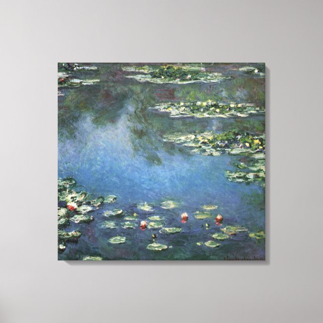 Wasserlilien von Claude Monet, Vintage Blume Leinwanddruck (Vorderseite)