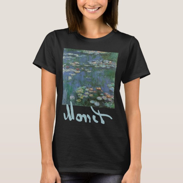 Wasserlilien von Claude Monet, Vintage Blume T-Shirt (Vorderseite)