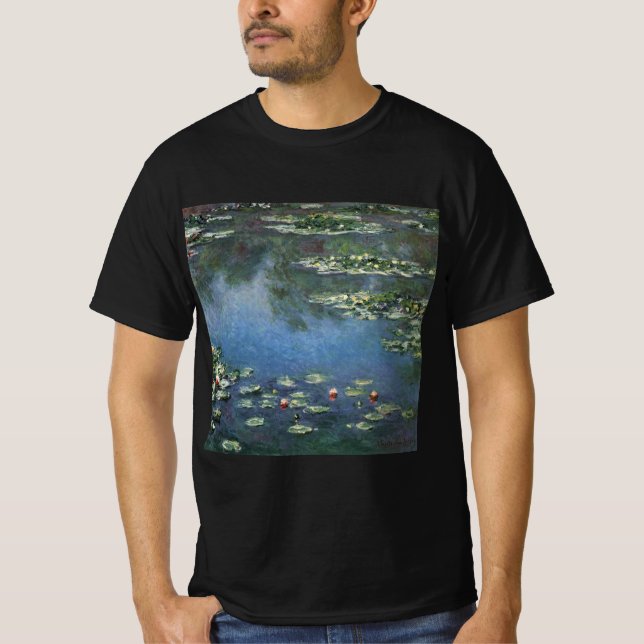 Wasserlilien von Claude Monet, Vintage Blume T-Shirt (Vorderseite)