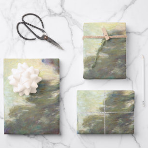 Wasserlilien von Claude Monet, Vintage Kunst Geschenkpapier Set