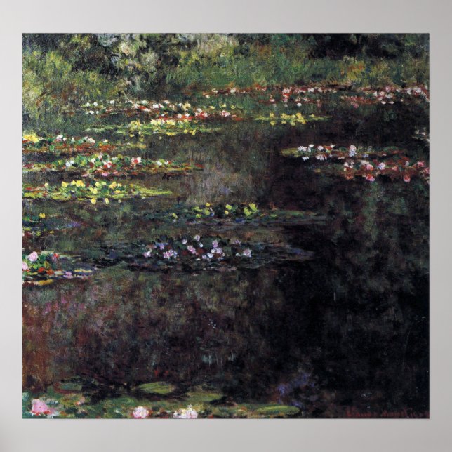 Wasserlilien von Claude Monet, Vintage Kunst Poster (Vorne)