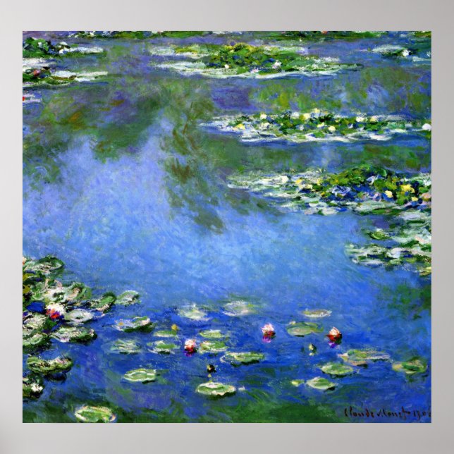 Wasserlilien von Claude Monet, Vintage Kunst Poster (Vorne)