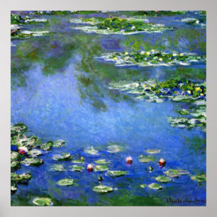 Wasserlilien von Claude Monet, Vintage Kunst Poster