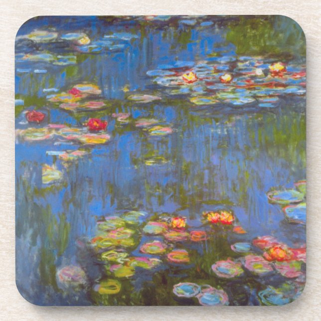 Wasserlilien von Claude Monet, Vintage Naturkunst Getränkeuntersetzer (Vorderseite)