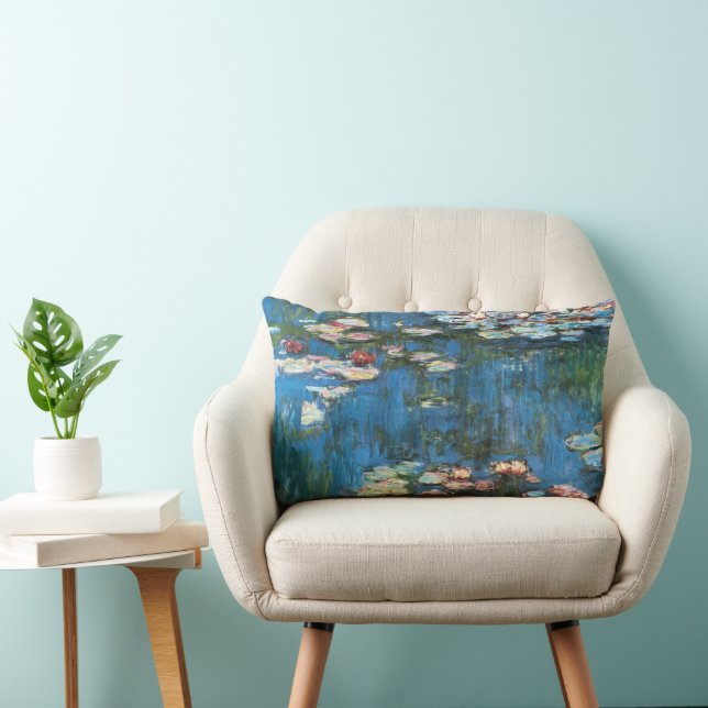 Wasserlilien von Claude Monet, Vintager Impression Lendenkissen (Stuhl )