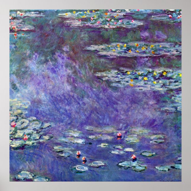 Wasserlilien von Claude Monet, Vintager Impression Poster (Vorne)