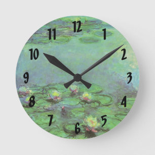Wasserlilien von Claude Monet, Vintager Impression Runde Wanduhr