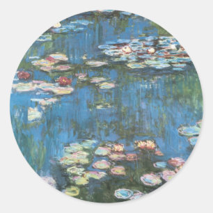 Wasserlilien von Claude Monet, Vintager Impression Runder Aufkleber