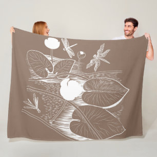 Wasserliliengravur Fleecedecke