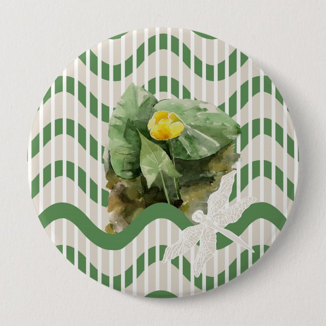Wasserlilienmuster Button (Vorderseite)