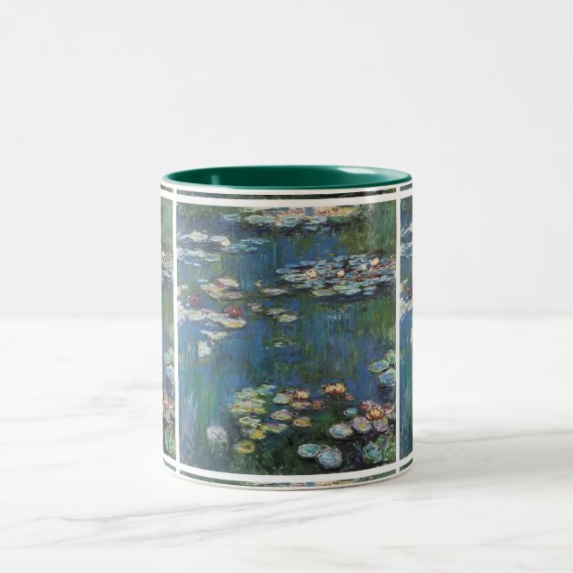 Wasserliliken von Claude Monet, impressionistische Zweifarbige Tasse (Mittel)